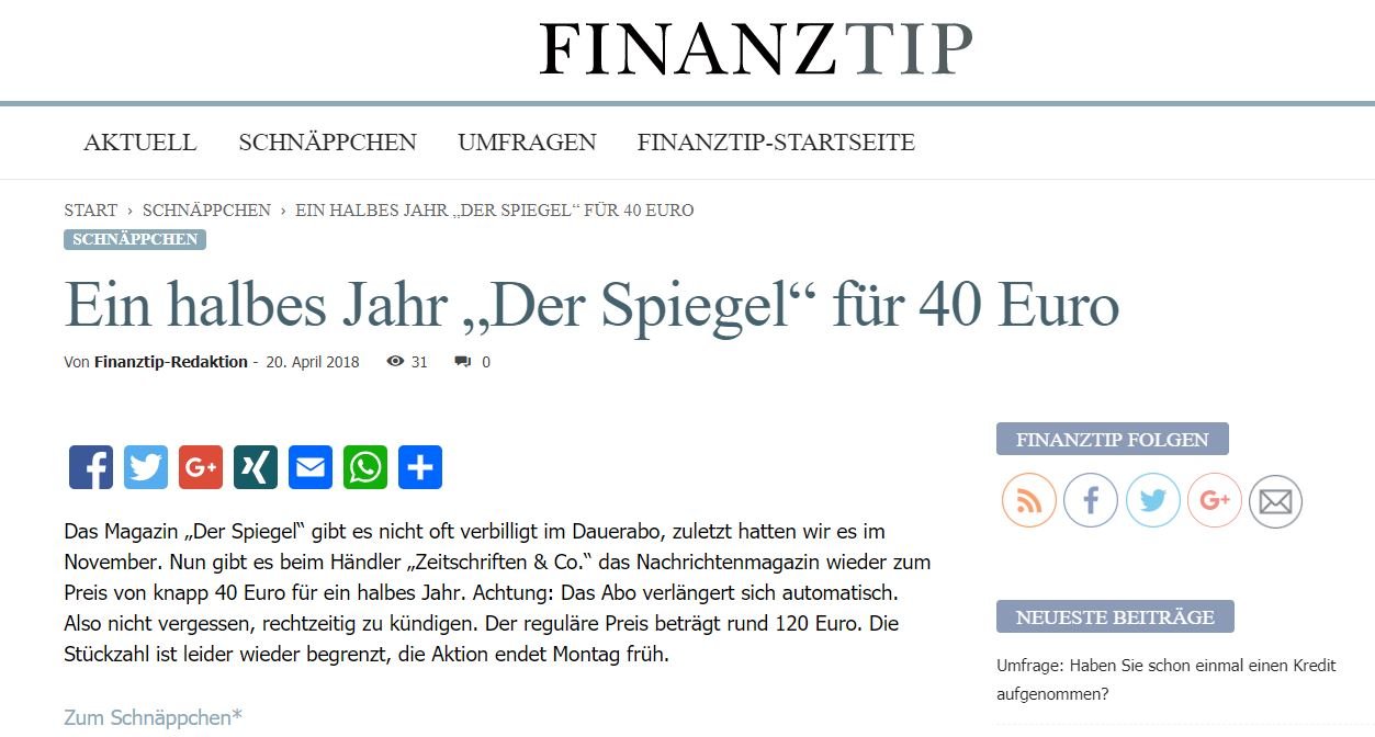 Finanztip Werbung