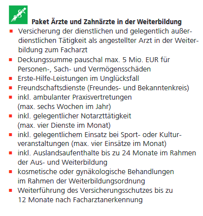 Paket Berufshaftpflicht für Ärzte in der Weiterbildung/Assistenzarztzeit